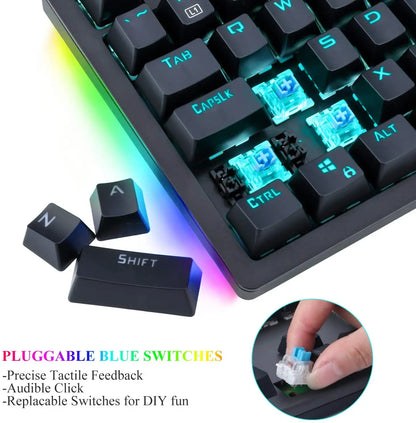 OEM Mechanical Gaming Keyboard Multi-Color LED Backlit Wired with Outemu Blue Switches Mechanical Gaming Korean Keyboard