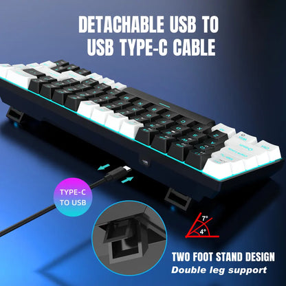 OEM 68-key Gaming Keyboard Mini ABS RGB Blue Axis Waterproof Mechanical Keyboard for Laptop Computer PC