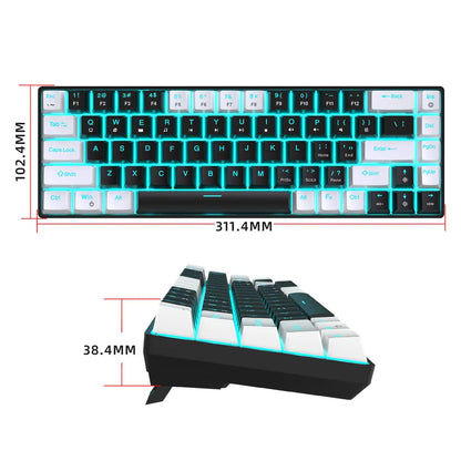 OEM 68-key Gaming Keyboard Mini ABS RGB Blue Axis Waterproof Mechanical Keyboard for Laptop Computer PC