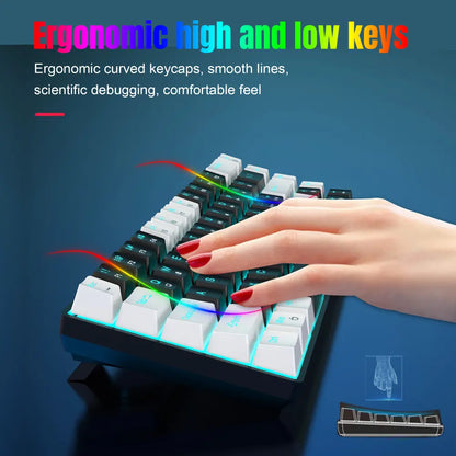 OEM 68-key Gaming Keyboard Mini ABS RGB Blue Axis Waterproof Mechanical Keyboard for Laptop Computer PC