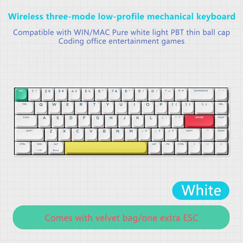 Low-profile Mechanical Keyboard Wireless Three-mode Bluetooth Thin and Light Silent Axis Office Tablet Low-profile Keyboard