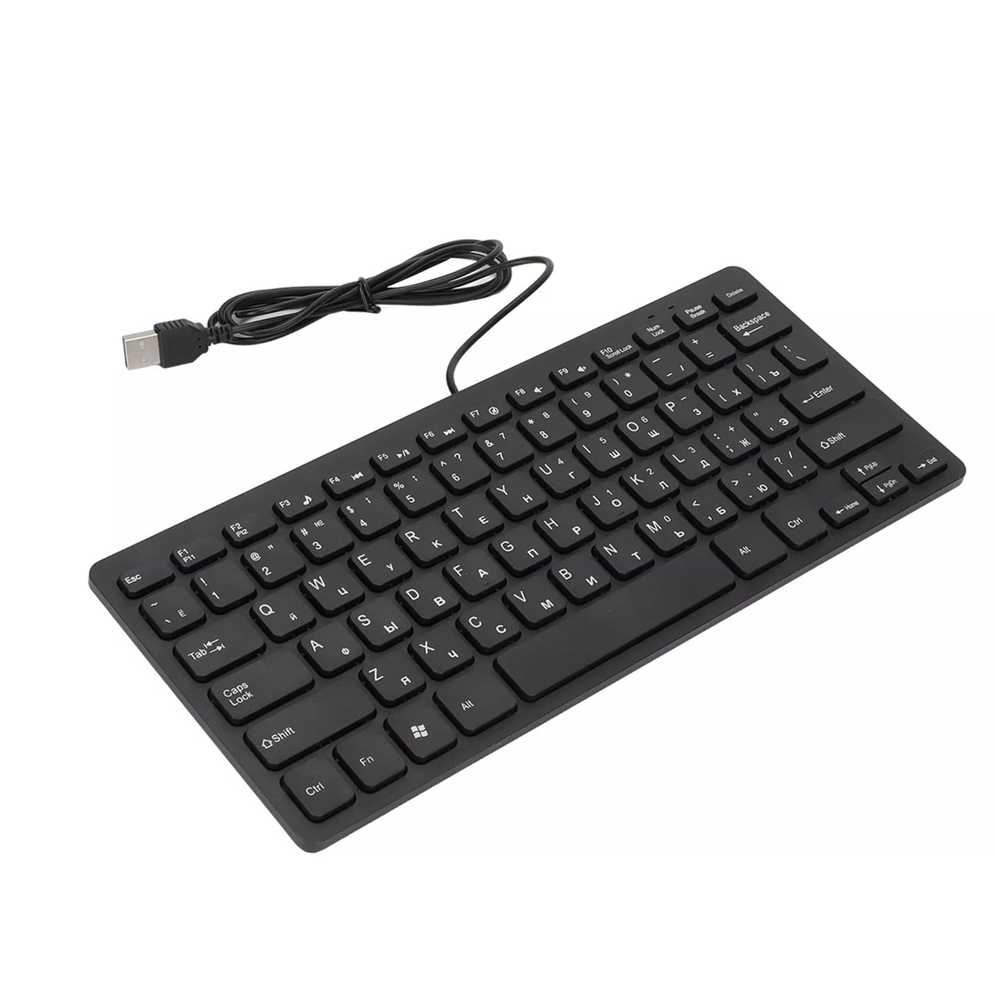 Black Mini USB Wired Keyboard 78 Key Mute Ultra Thin For Desktop Laptop Computer