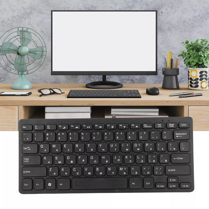 Black Mini USB Wired Keyboard 78 Key Mute Ultra Thin For Desktop Laptop Computer