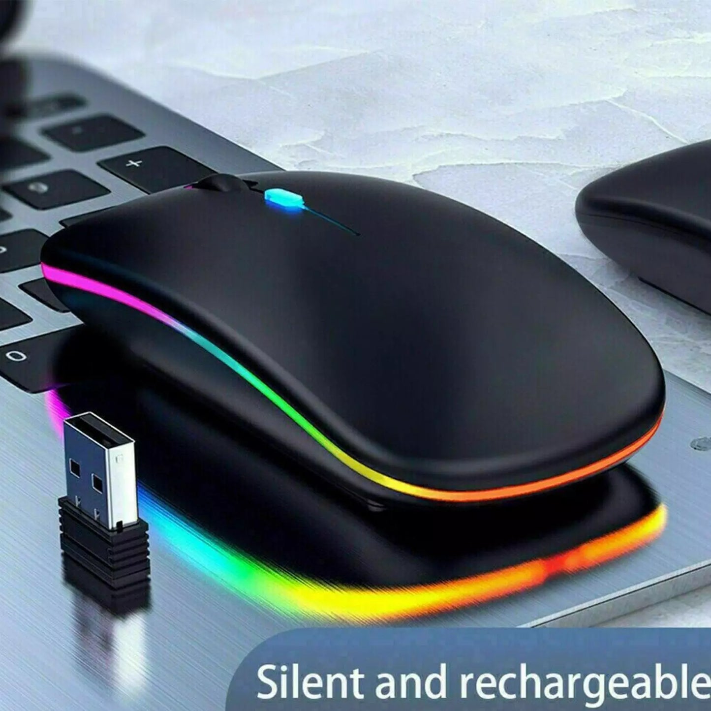 2.4GHz Wireless Bluetooth Optical Mouse Laptop RGB Mice S5C2 L9M5 Batteryღ Z9K8